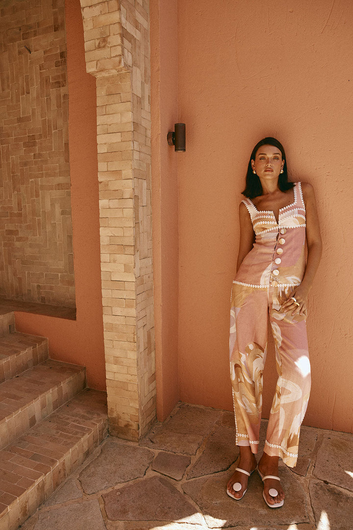 Olivia Sydney - Artistic Print High-Waisted Summer Pants