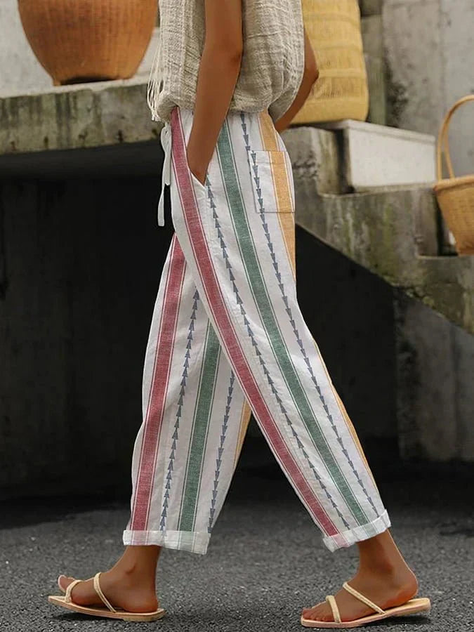Olivia Sydney - Retro Striped Wide-Leg Casual Pants for Women