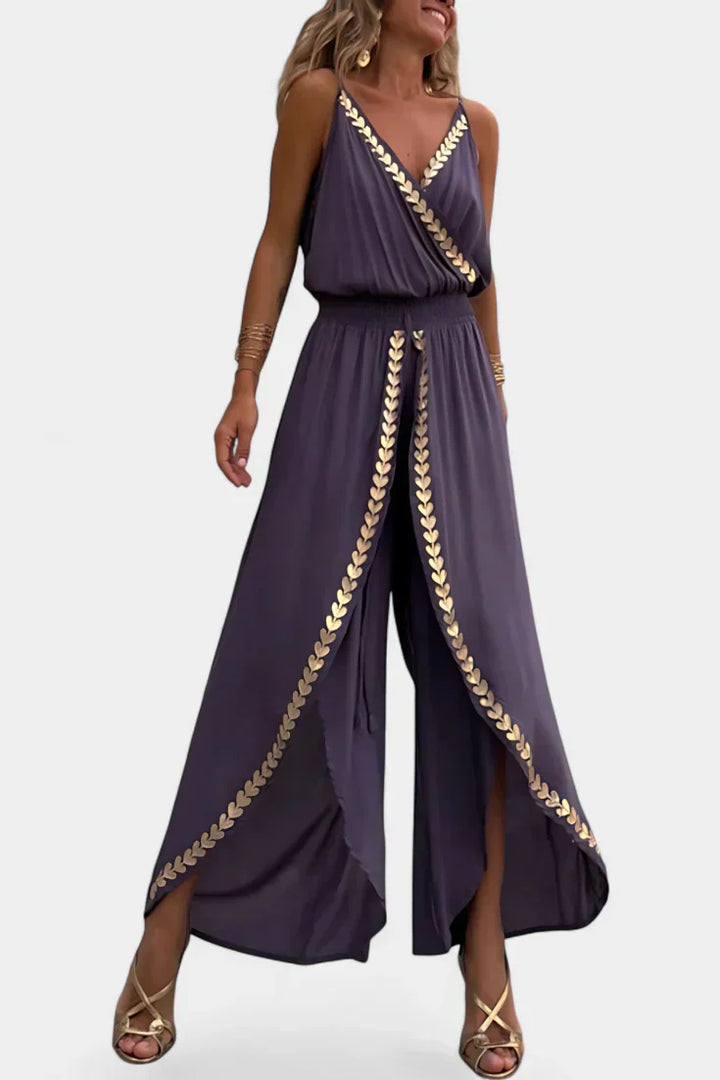 Olivia Sydney - Jumpsuit with Golden Details and Open Legs