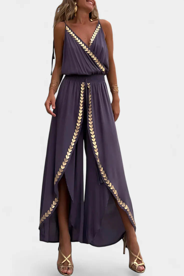 Olivia Sydney - Jumpsuit with Golden Details and Open Legs