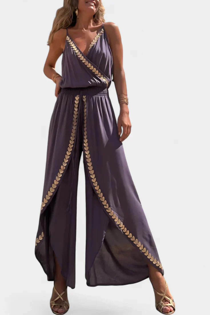 Olivia Sydney - Jumpsuit with Golden Details and Open Legs