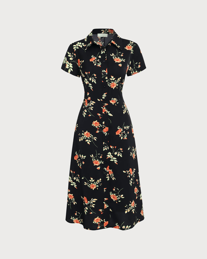 Olivia Sydney - Black Floral Midi Dress