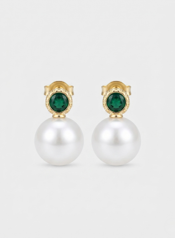 Olivia Sydney - Pearl and Emerald Earrings