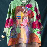 Lily | Umjetnička slika uljem - Ženski portret - Printana ženska casual košulja
