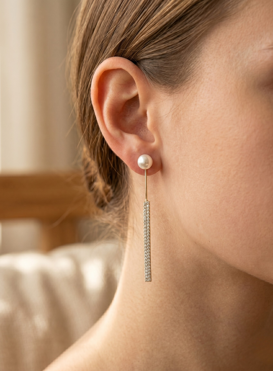 Olivia Sydney - Pearl Line Earrings