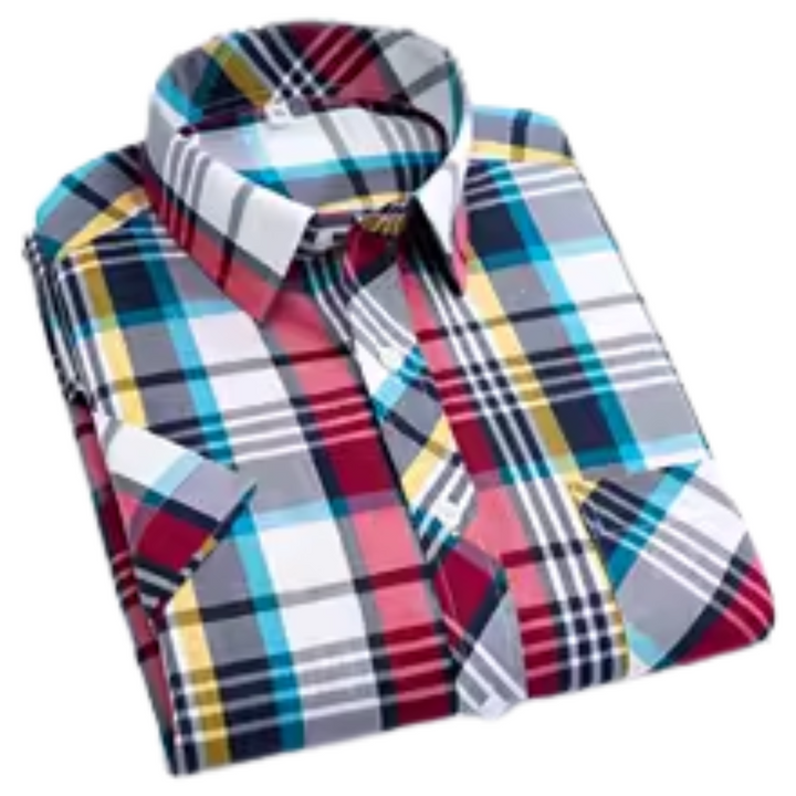 Olivia Sydney - Checkered Cotton Short Sleeve Shirt
