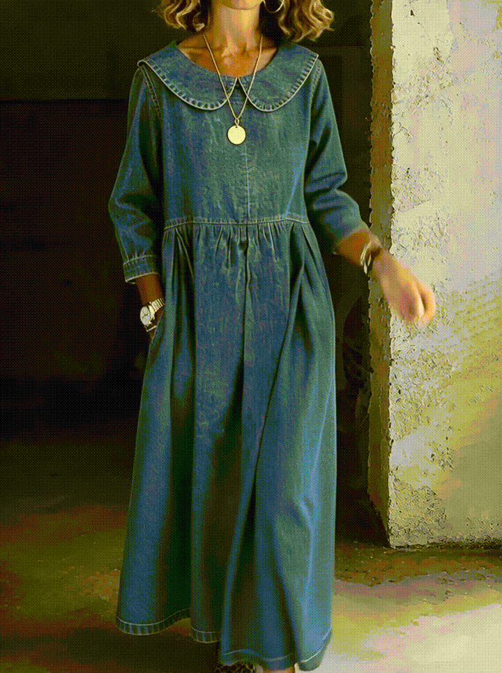 Olivia Sydney - Denim Dress with Peter Pan Collar