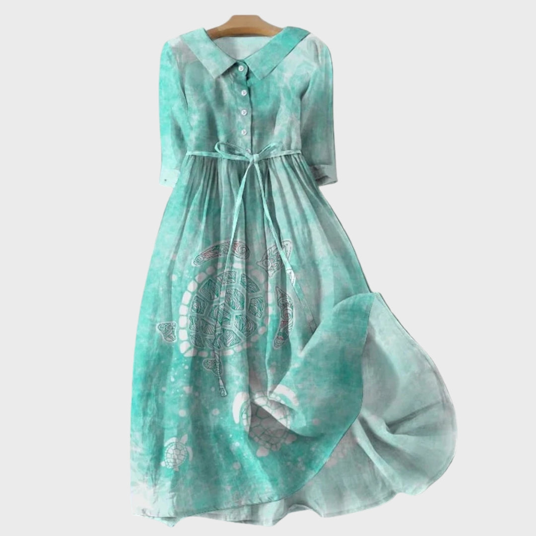 Olivia Sydney - Turtle Print Turquoise Dress