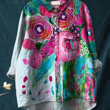 Ella | Vintage Lijepi Cvjetni Umjetnički Print Casual Košulja