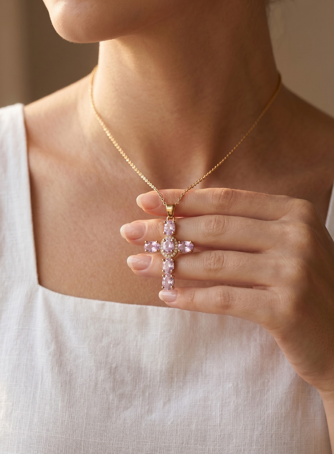 Olivia Sydney - Crystal Cross Light Necklace