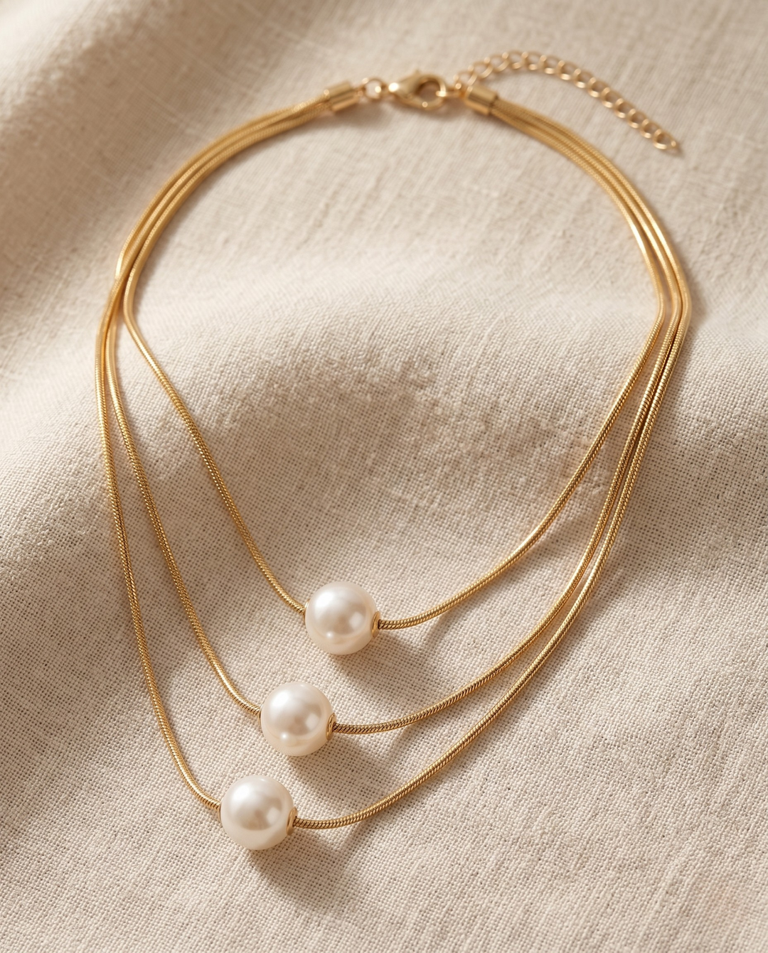 Olivia Sydney - Triple Layer Pearl Necklace
