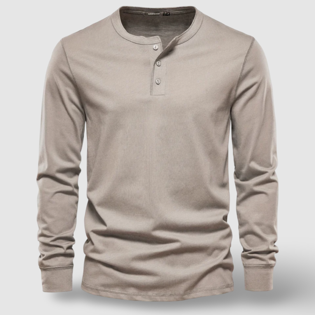 Olivia Sydney - Elegant Long Sleeve Cotton Henley Shirt