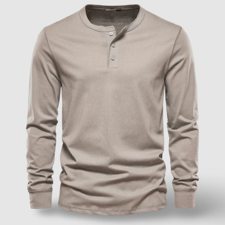 Olivia Sydney - Elegant Long Sleeve Cotton Henley Shirt