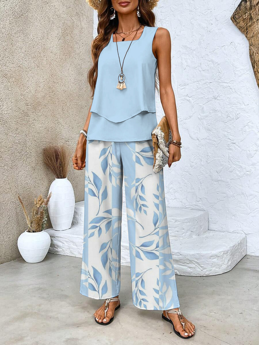 Olivia Sydney - Floral Print Blouse and Pants Set