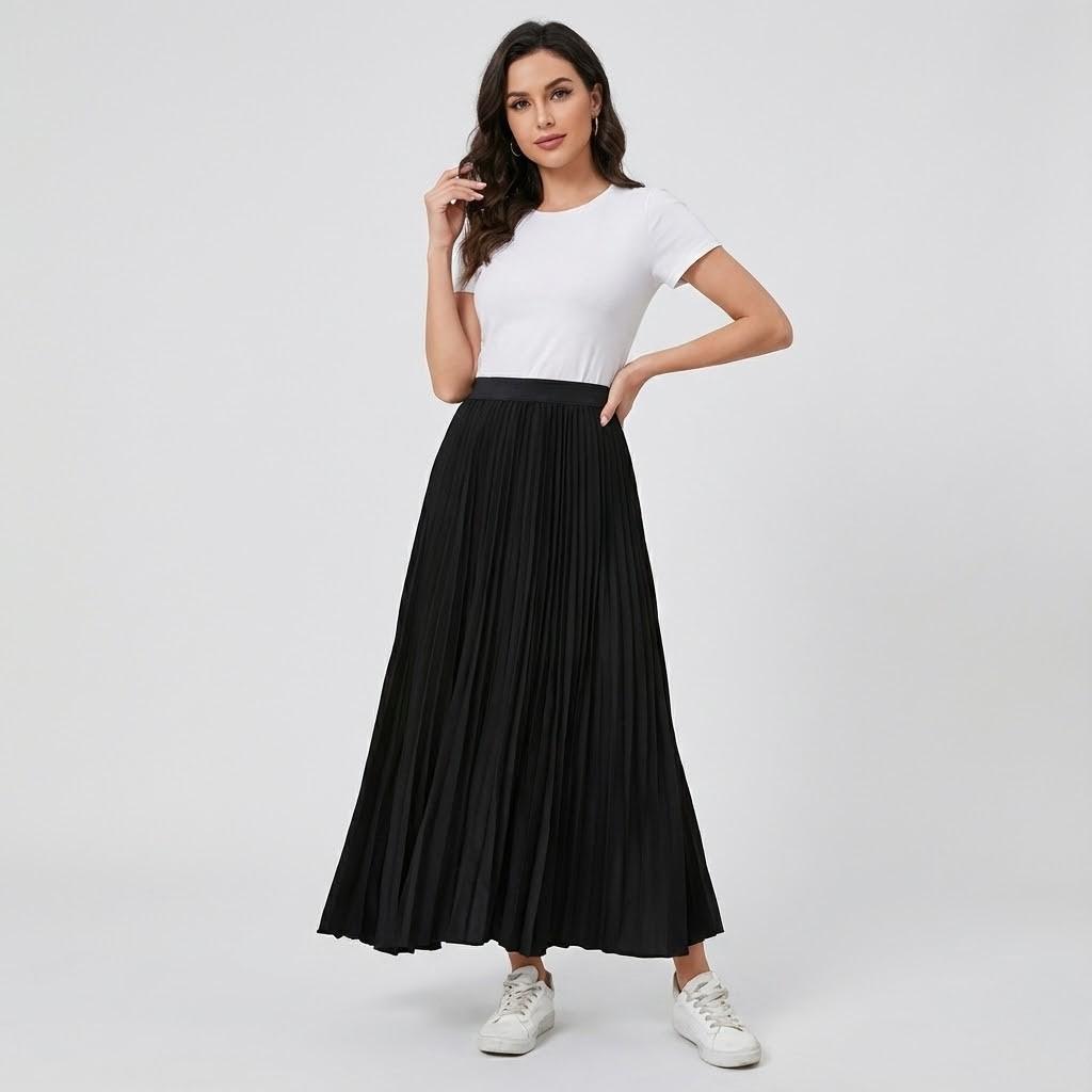 Olivia Sydney - Pleated Midi Skirt in Fluid Fabric