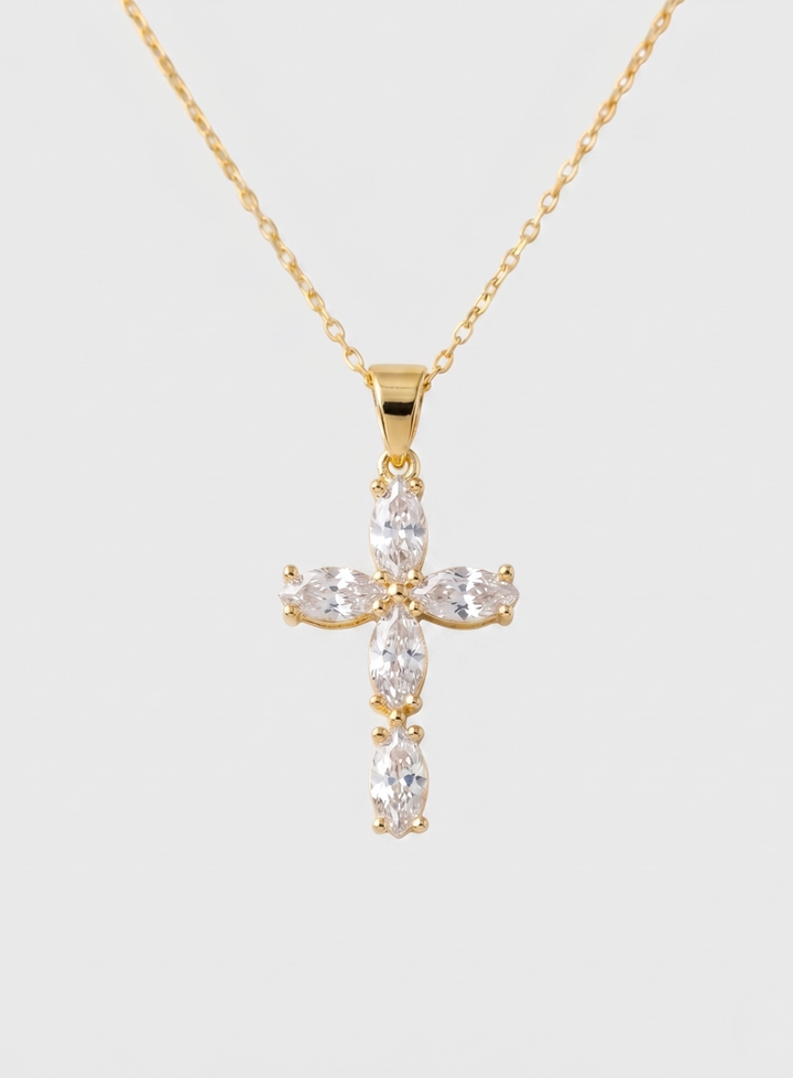 Olivia Sydney - Golden Flower Cross Necklace