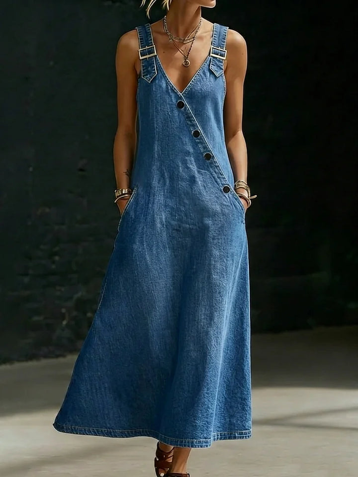 Olivia Sydney - Long Denim Dress with Buttons
