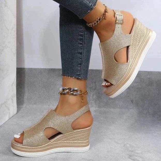 Olivia Sydney - Relaxing Metallic Heel Sandal
