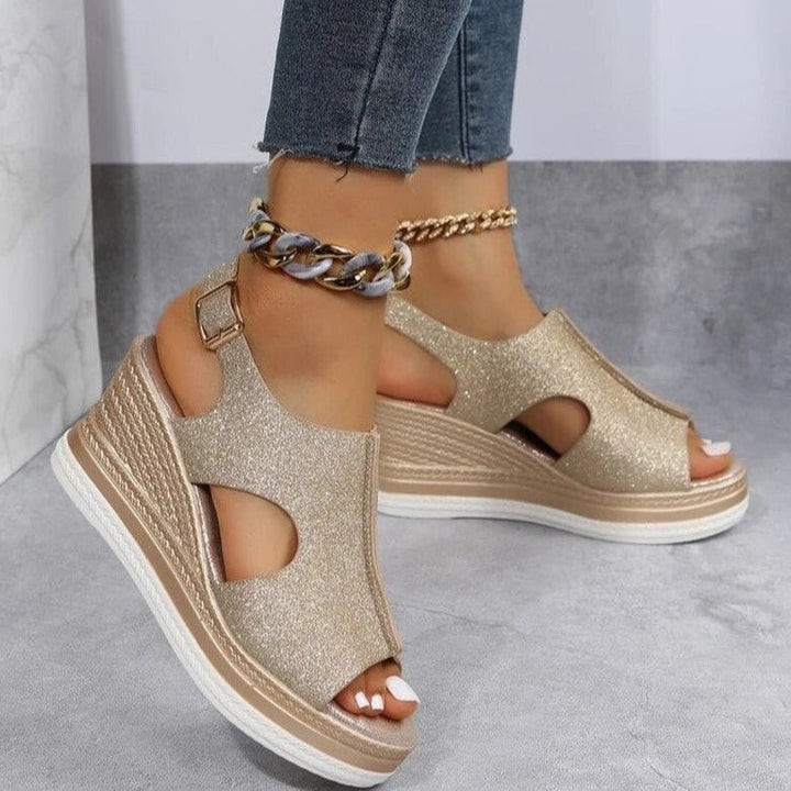 Olivia Sydney - Relaxing Metallic Heel Sandal