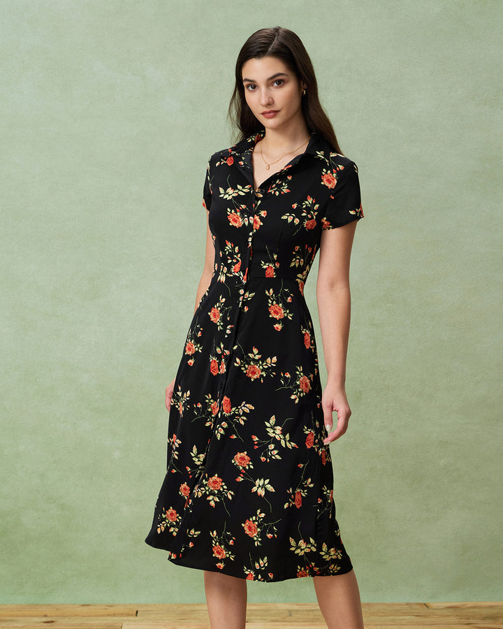 Olivia Sydney - Black Floral Midi Dress