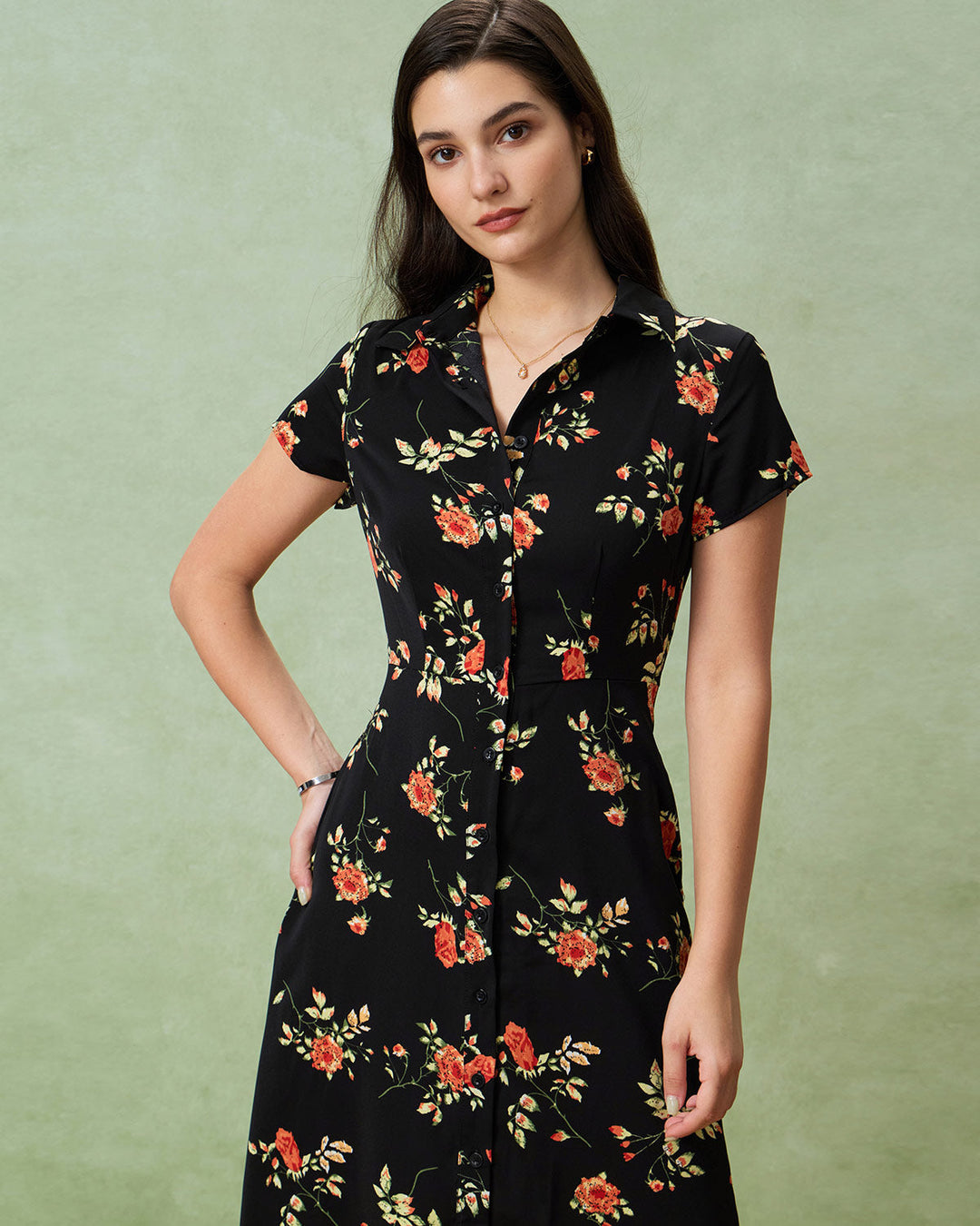 Olivia Sydney - Black Floral Midi Dress