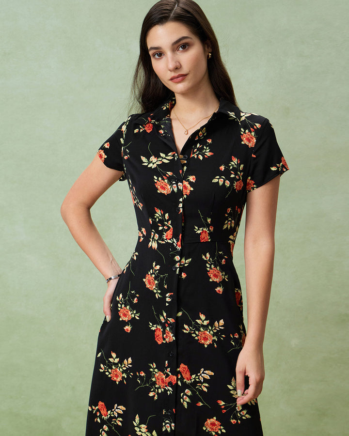 Olivia Sydney - Black Floral Midi Dress