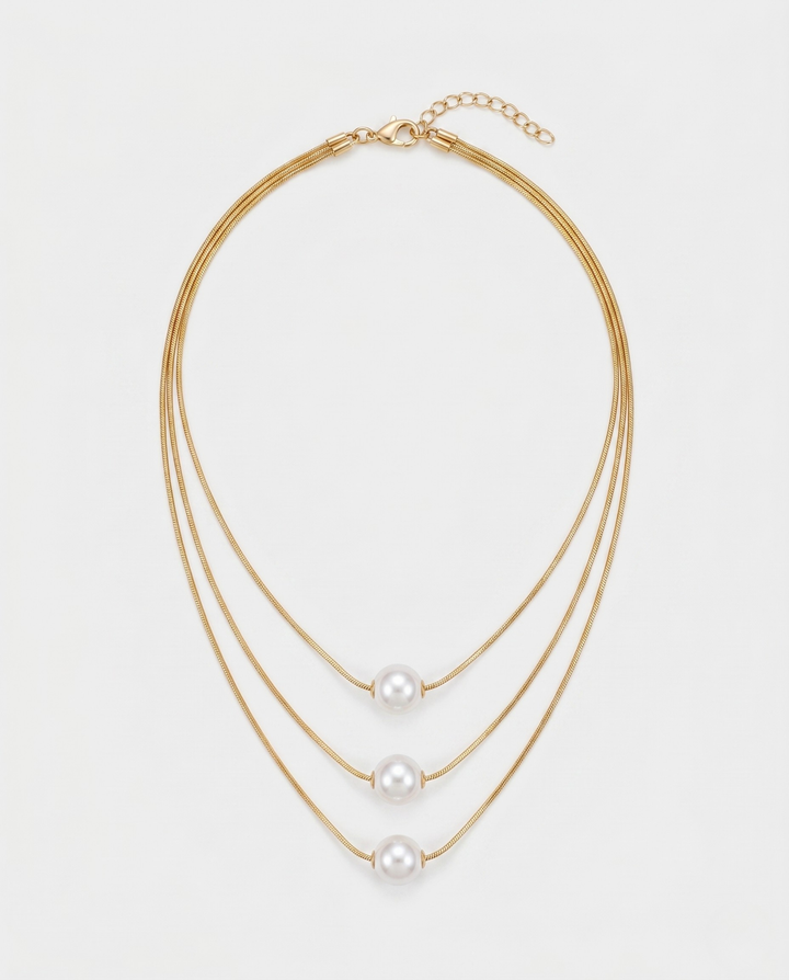 Olivia Sydney - Triple Layer Pearl Necklace