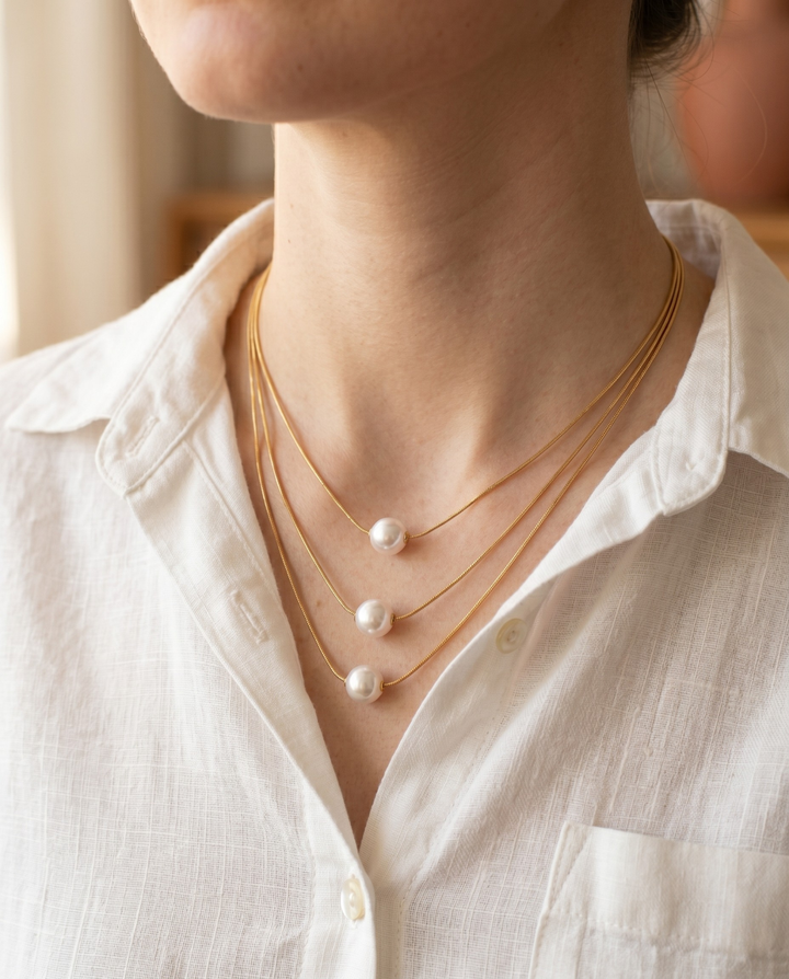 Olivia Sydney - Triple Layer Pearl Necklace