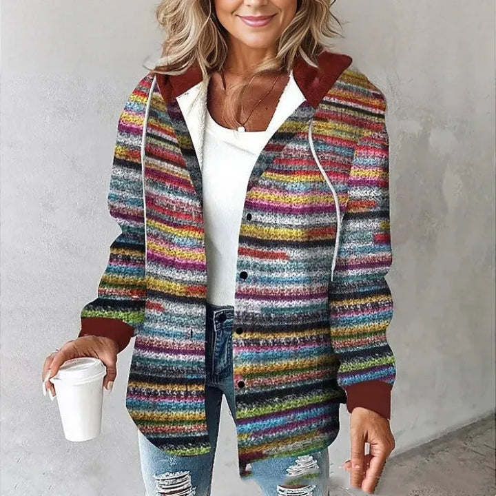 Olivia Sydney - Elegant Printed Hooded Jacket