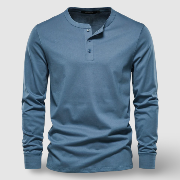 Olivia Sydney - Elegant Long Sleeve Cotton Henley Shirt
