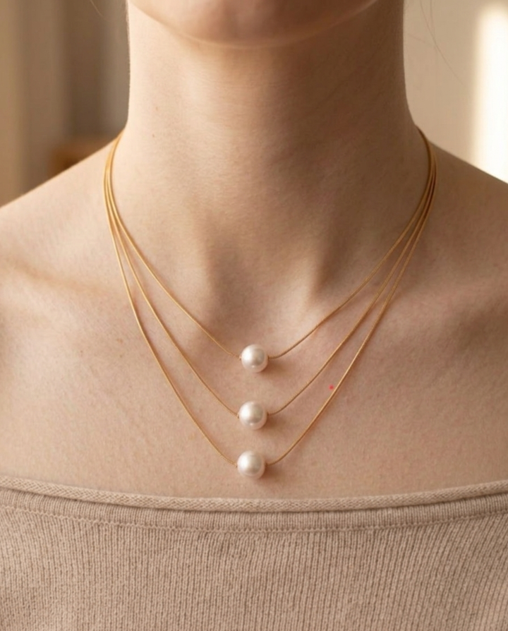 Olivia Sydney - Triple Layer Pearl Necklace