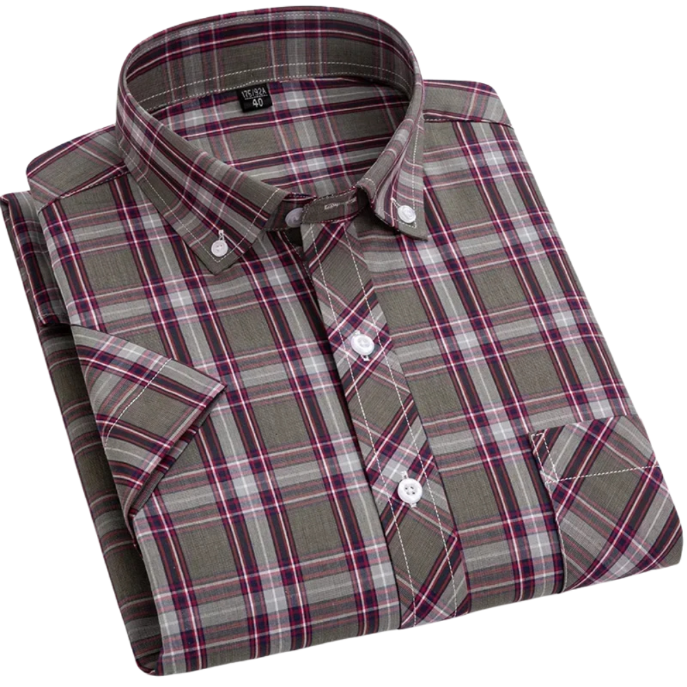 Olivia Sydney - Checkered Cotton Short Sleeve Shirt