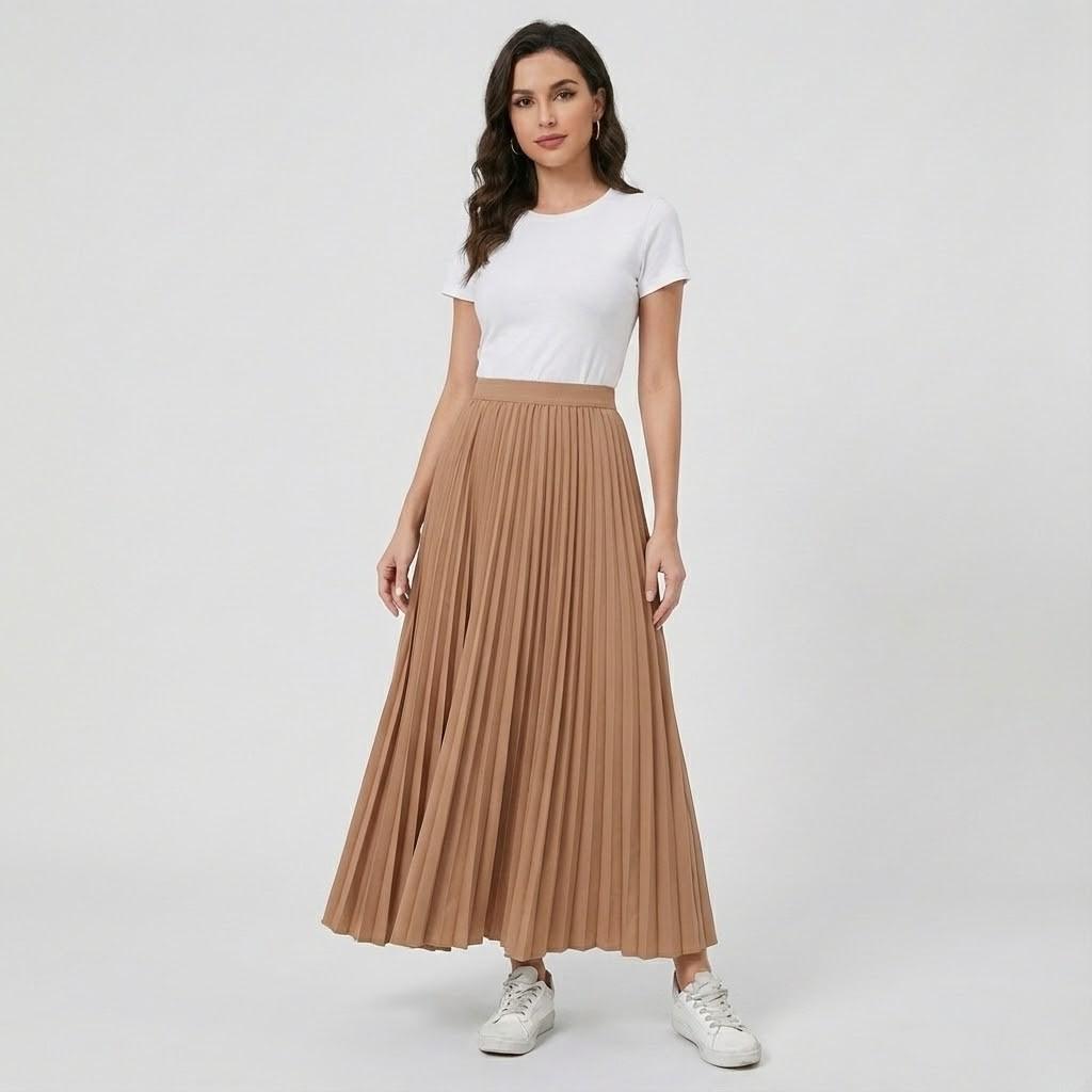 Olivia Sydney - Pleated Midi Skirt in Fluid Fabric