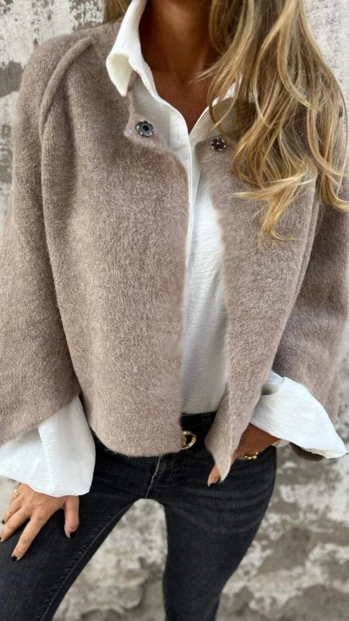 Olivia Sydney - Wool Coat with Round Collar and Long Sleeves