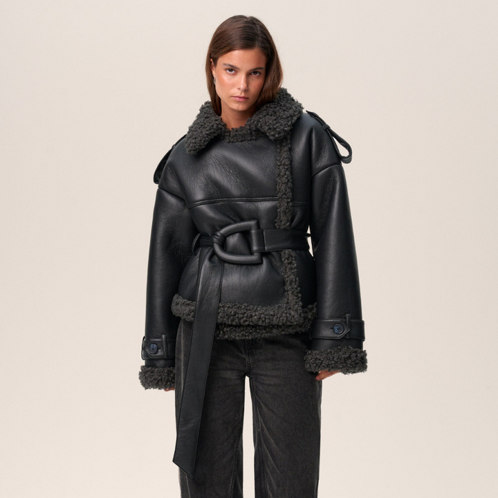Olivia Sydney - Shearling Coat with Belt