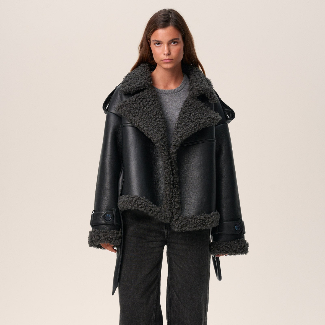 Olivia Sydney - Shearling Coat with Belt