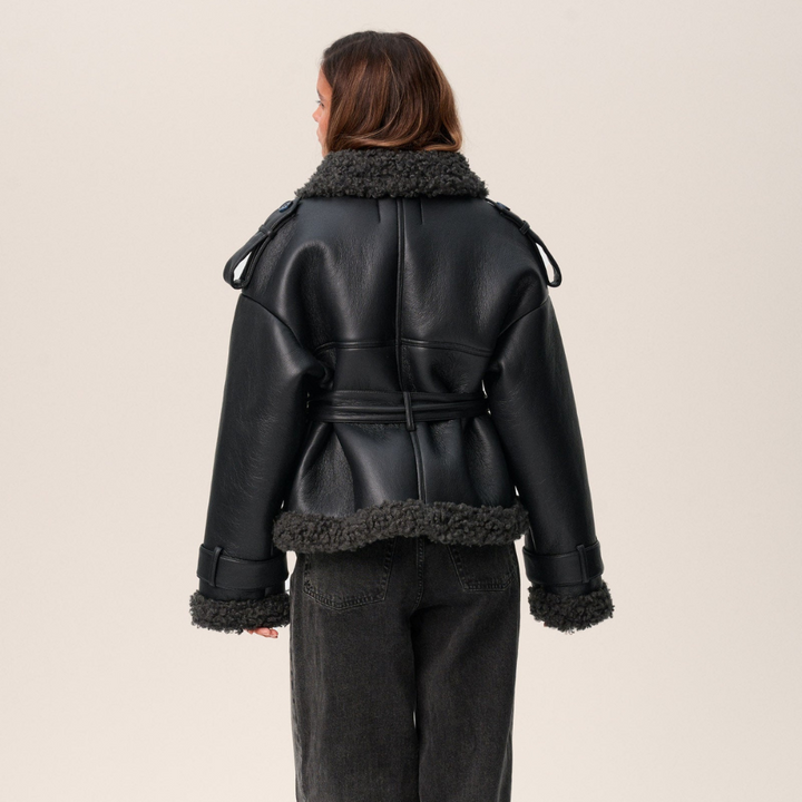 Olivia Sydney - Shearling Coat with Belt