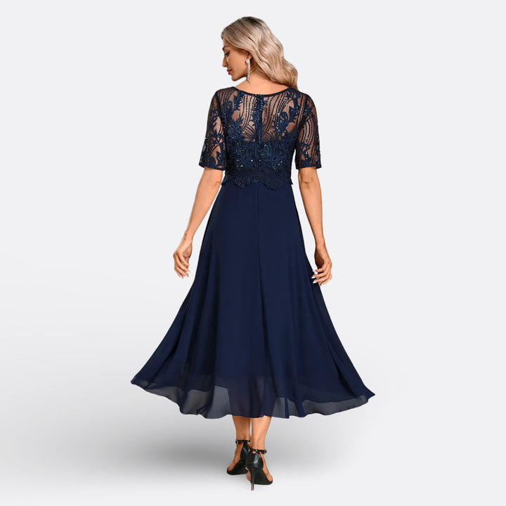 Olivia Sydney - Navy Blue Lace Short Sleeve Dress