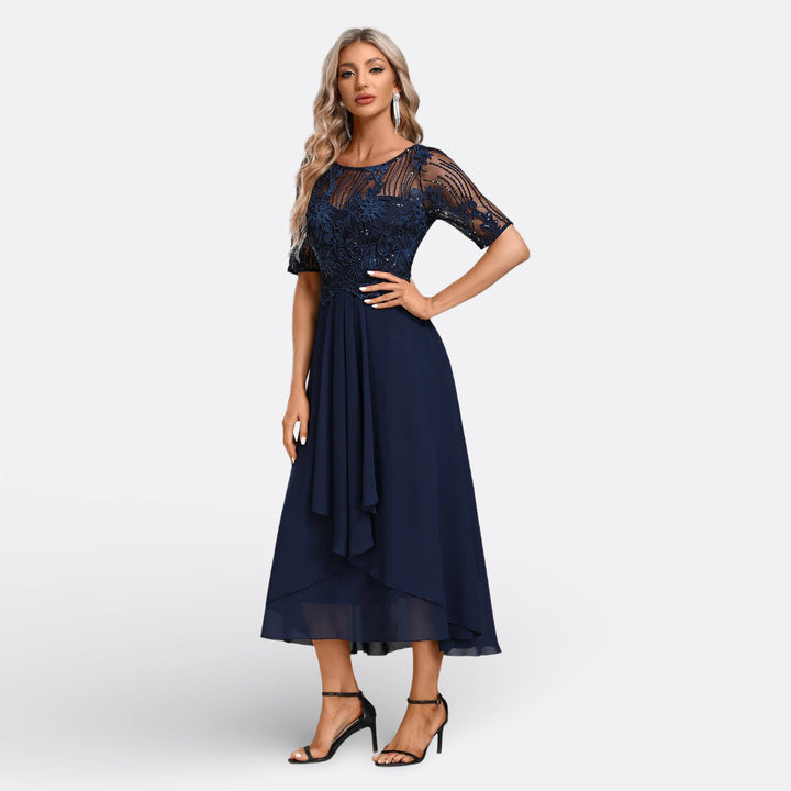 Olivia Sydney - Navy Blue Dress with Short Sleeves