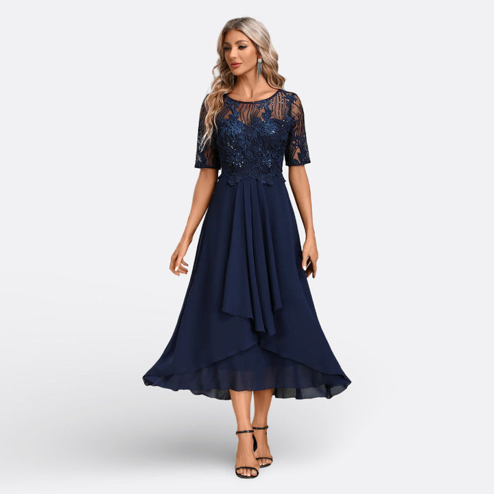 Olivia Sydney - Navy Blue Dress with Short Sleeves