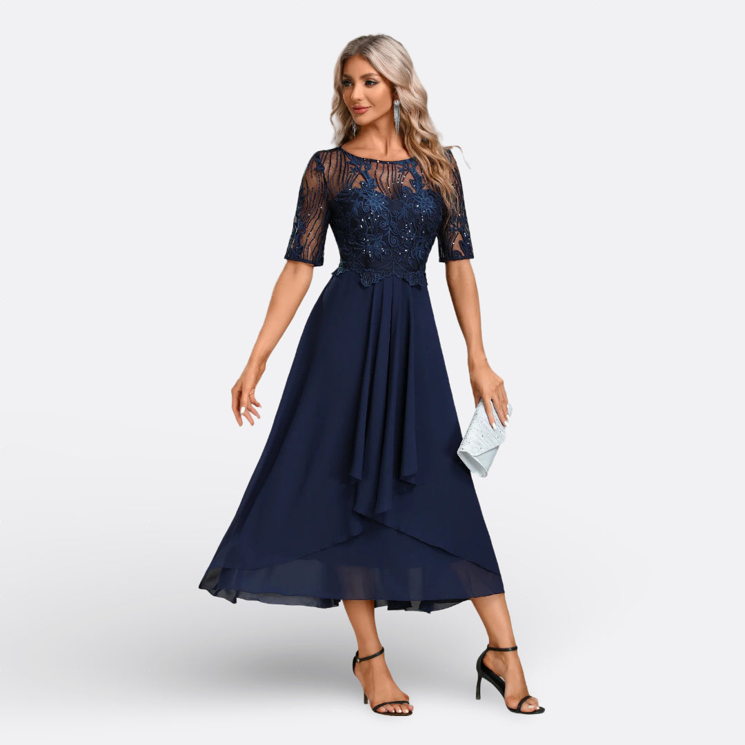 Olivia Sydney - Navy Blue Dress with Short Sleeves