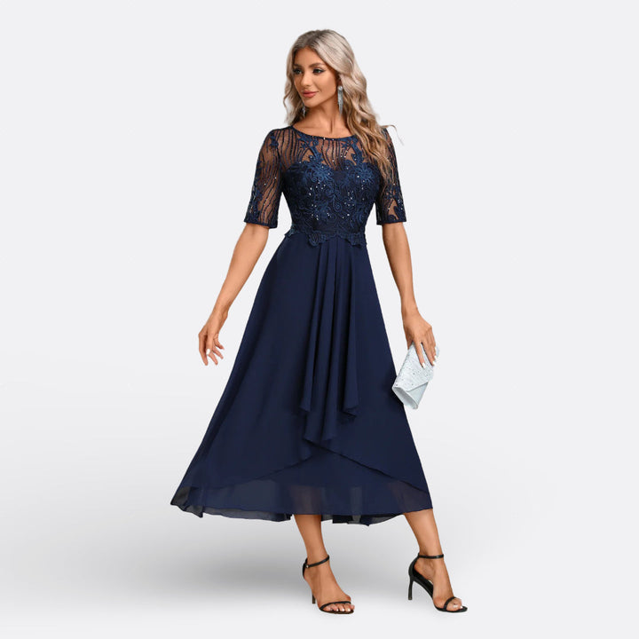 Olivia Sydney - Navy Blue Dress with Short Sleeves