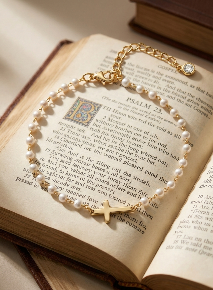 Olivia Sydney - Cross and Pearl Bracelet