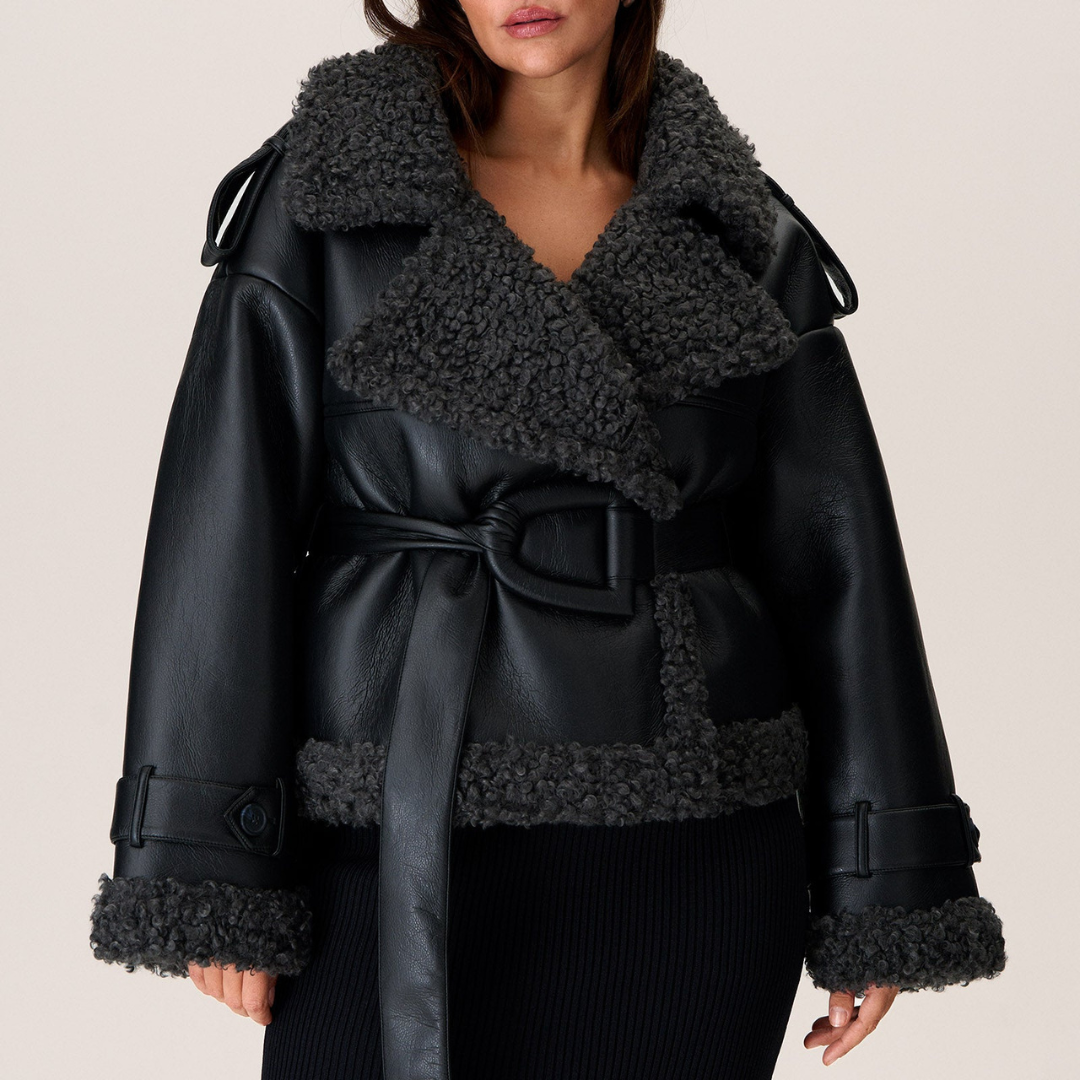 Olivia Sydney - Shearling Coat with Belt