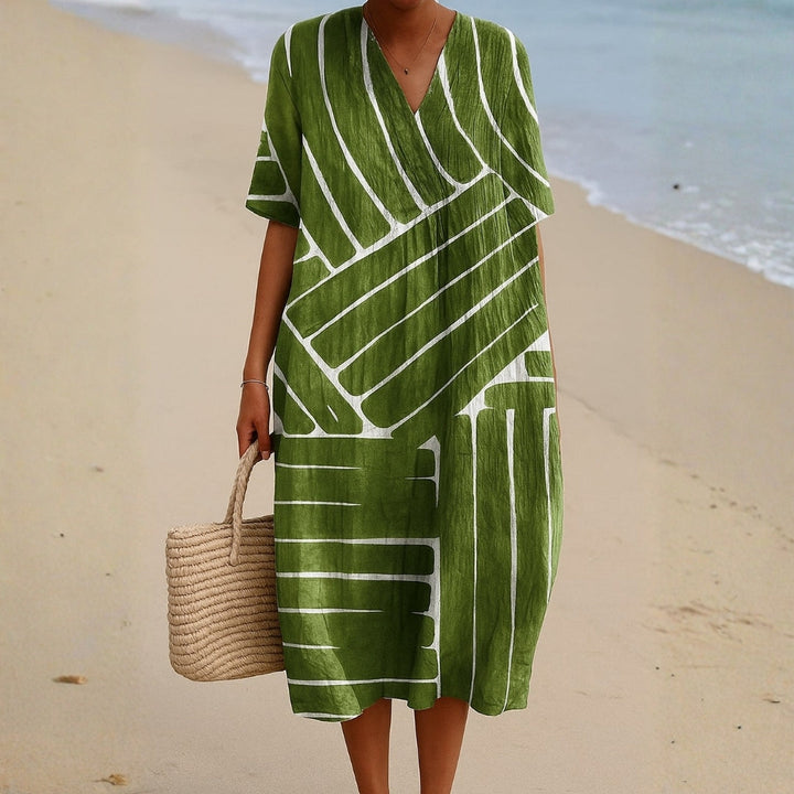 Olivia Sydney - Green Dress with Geometric Pattern