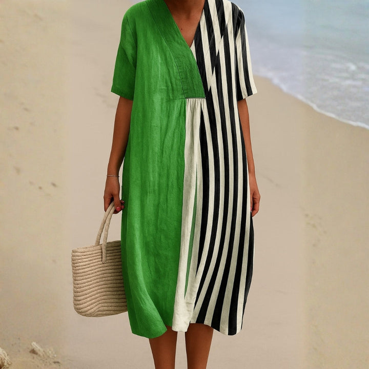 Olivia Sydney - Vibrant Green Dress with Black Stripes