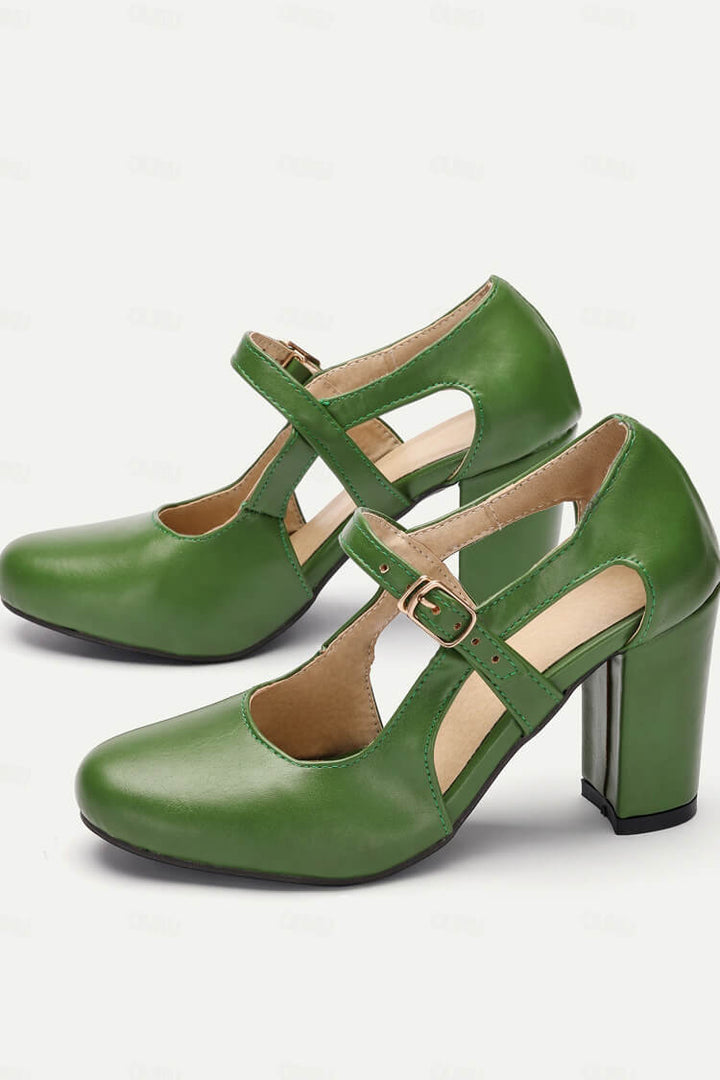 Olivia Sydney - T-Strap Shoes with Comfortable Heel for Women