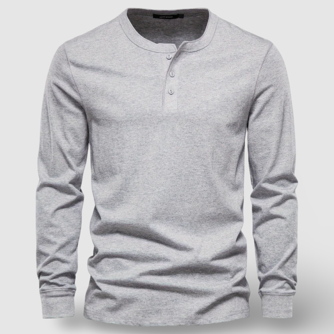 Olivia Sydney - Elegant Long Sleeve Cotton Henley Shirt