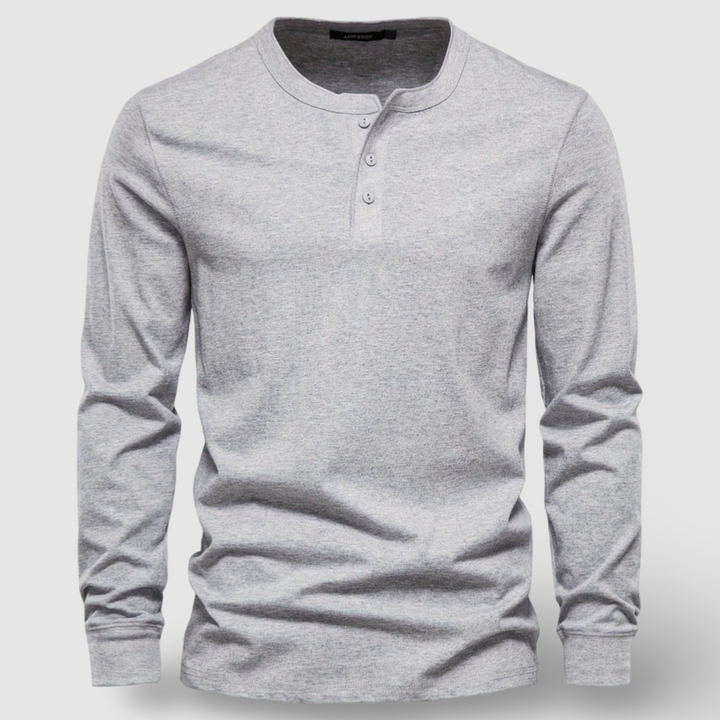 Olivia Sydney - Elegant Long Sleeve Cotton Henley Shirt