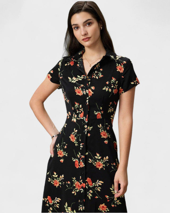Olivia Sydney - Black Floral Midi Dress